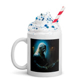 Close-up of NS-818 Glossy White Mug handle detail.